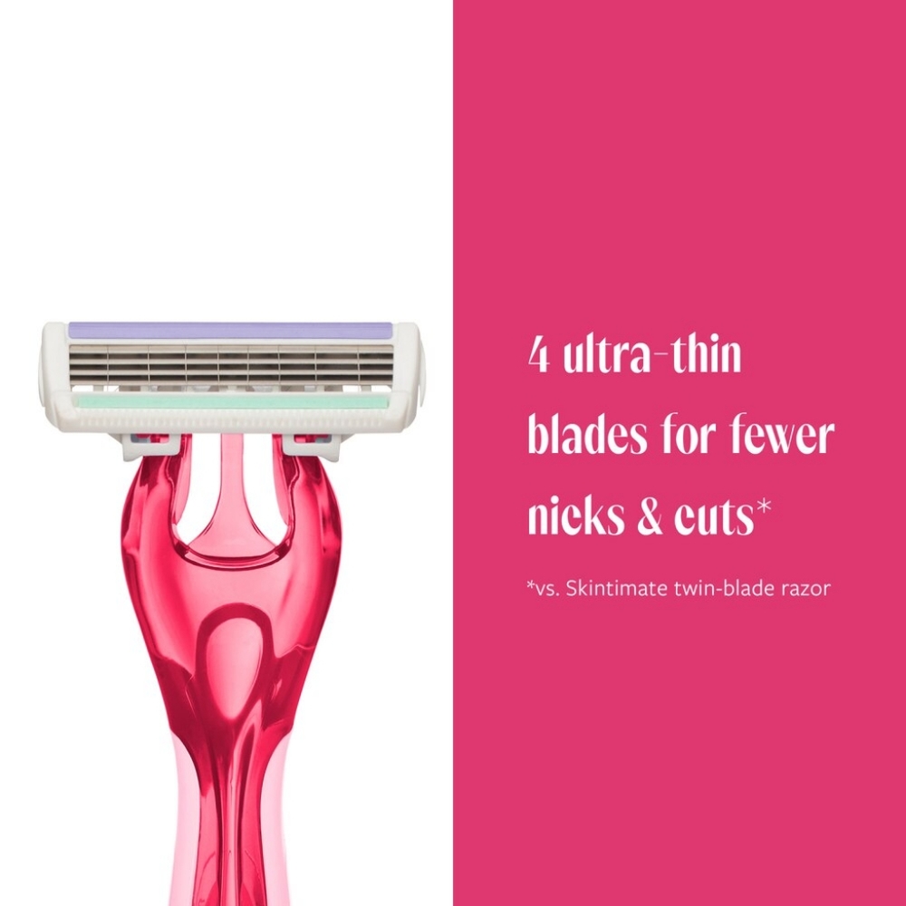 ⭐4/$15 Skintimate Raspberry Rain 4-Blade Disposable Razors, 4 CT - Picture 5 of 9